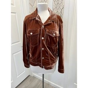 Women's Hazelnut Velour Button-Front Jacket Size Small